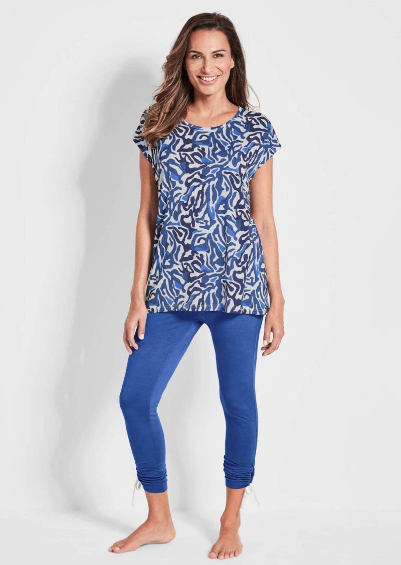 Große Größen Moderner Strandanzug mit Druck, Damen, blau, Größe: 52, Viskose, Happy Size DE Women von GOLDNER