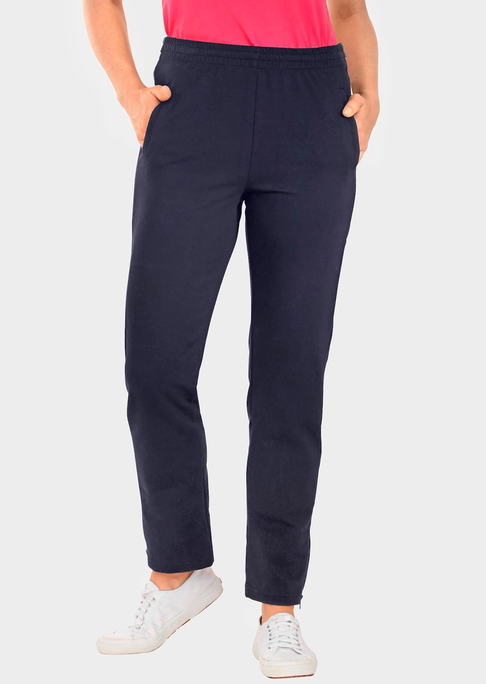 Große Größen Freizeithose mit Reißverschluss, Damen, grau, Größe: 50, Baumwolle/Polyester, Happy Size DE Women von GOLDNER