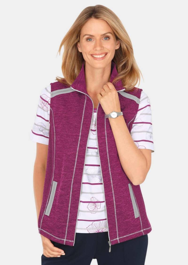 Große Größen Freizeitweste aus wärmenden Strickfleece mit Stehkragen, Damen, rot, Größe: 42, Polyester, Happy Size DE Women von GOLDNER