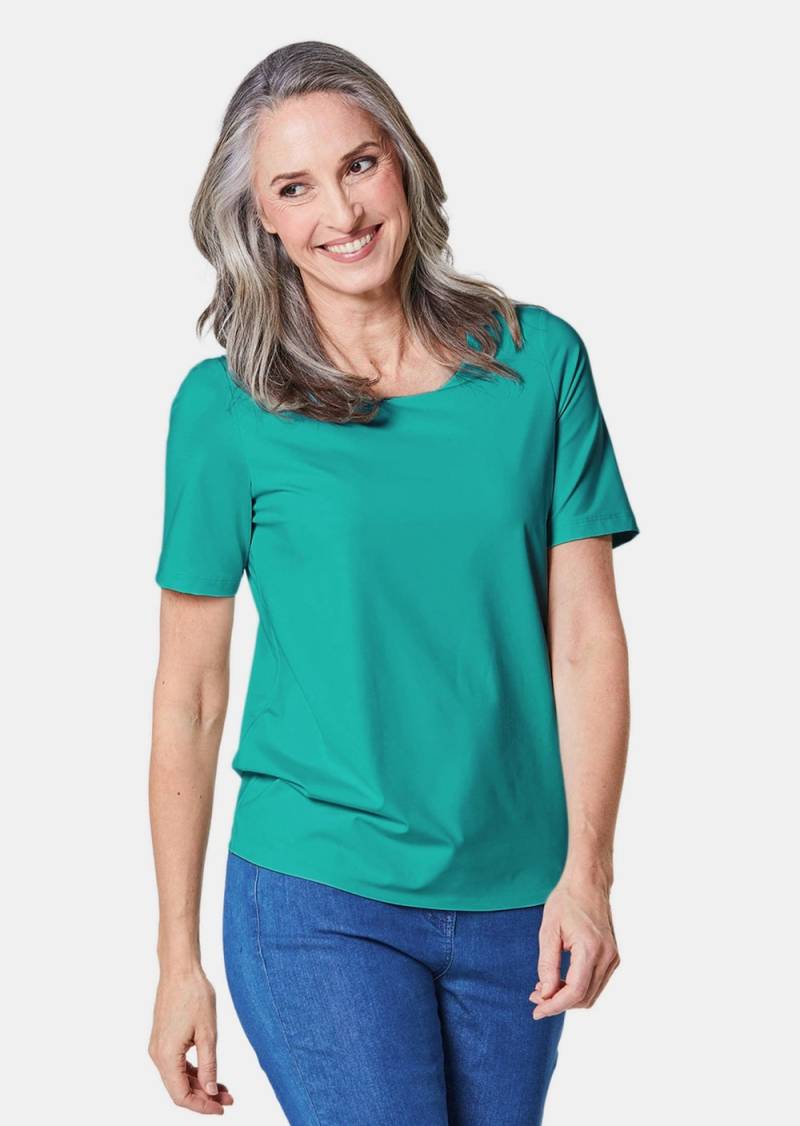 Große Größen Gepflegtes Shirt in formstabiler Ware, Damen, türkis, Größe: 54, Polyester/Elasthan, Happy Size DE Women von GOLDNER