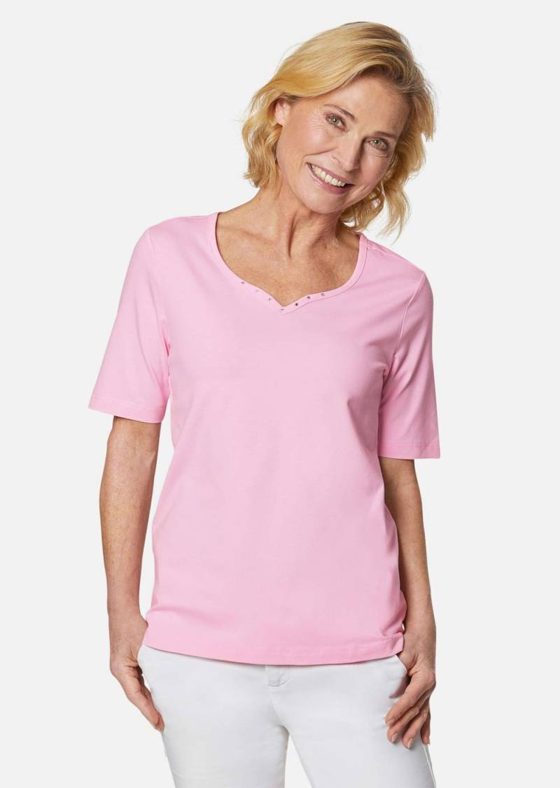 Große Größen Halbarm Basic-Shirt aus Baumwolle, Damen, rosa, Größe: 52, Baumwolle, Happy Size DE Women von GOLDNER