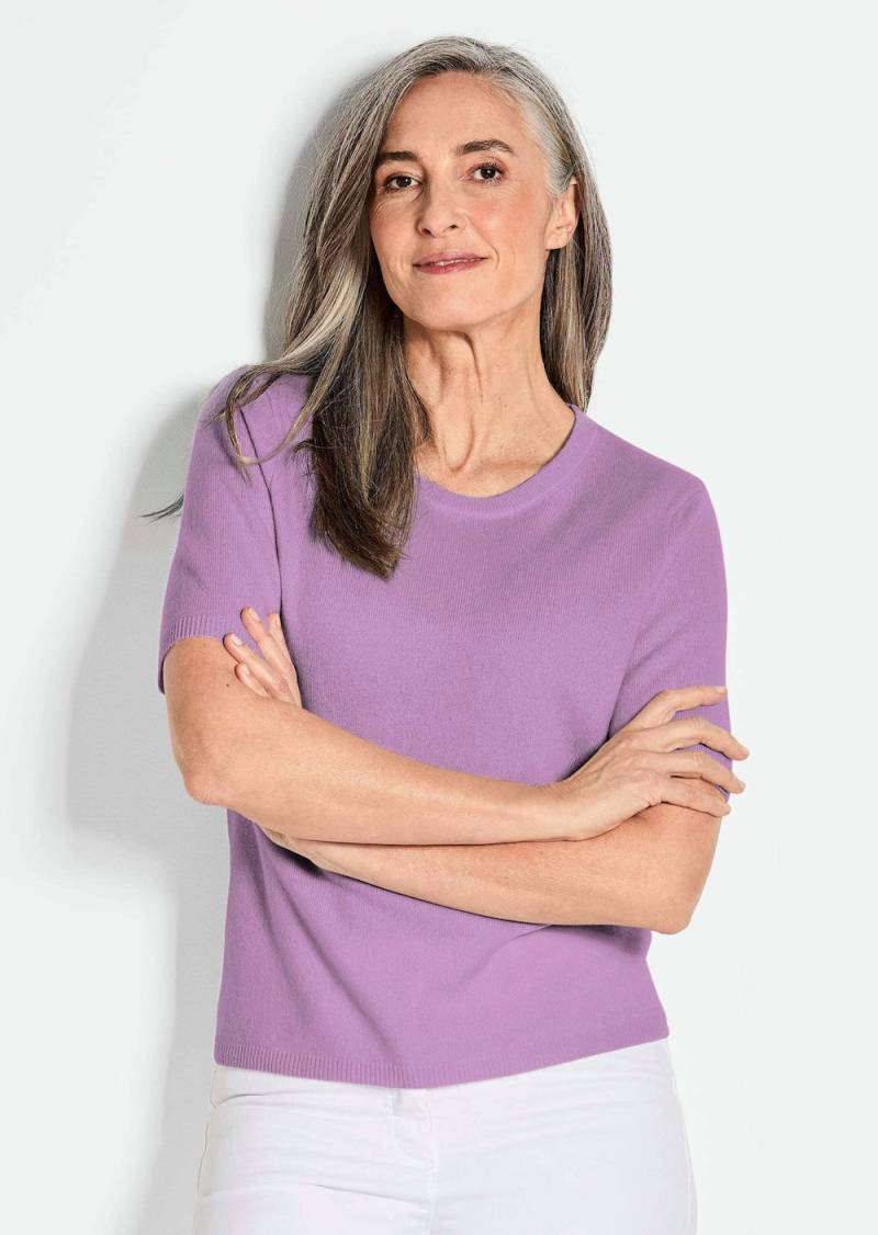 Große Größen Halbarmpullover mit Rundhals aus Kaschmir, Damen, lila, Größe: 44, Wolle, Happy Size DE Women von GOLDNER