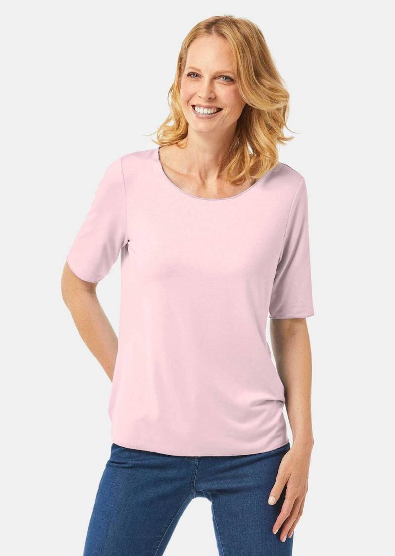 Große Größen Halbarmshirt mit tonaler Zierkante, Damen, rot, Größe: 24, Viskose/Elasthan, Happy Size DE Women von GOLDNER