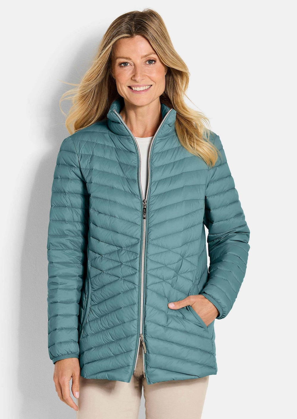 Große Größen Herbstjacke mit Daunen, Damen, grau, Größe: 50, Synthetische Fasern/Daunen/Sonstige, Happy Size DE Women von GOLDNER