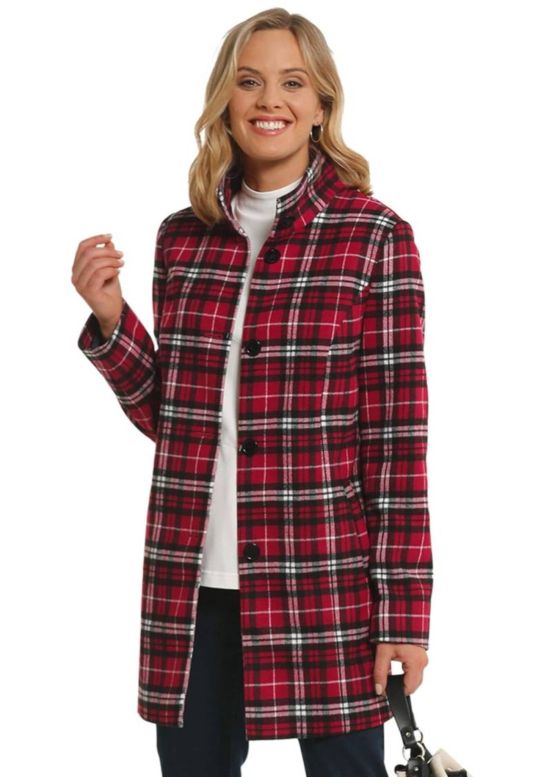 Große Größen Hochwertiger Mantel in moderner Karo-Optik, Damen, rot, Größe: 46, Polyester, Happy Size DE Women von GOLDNER