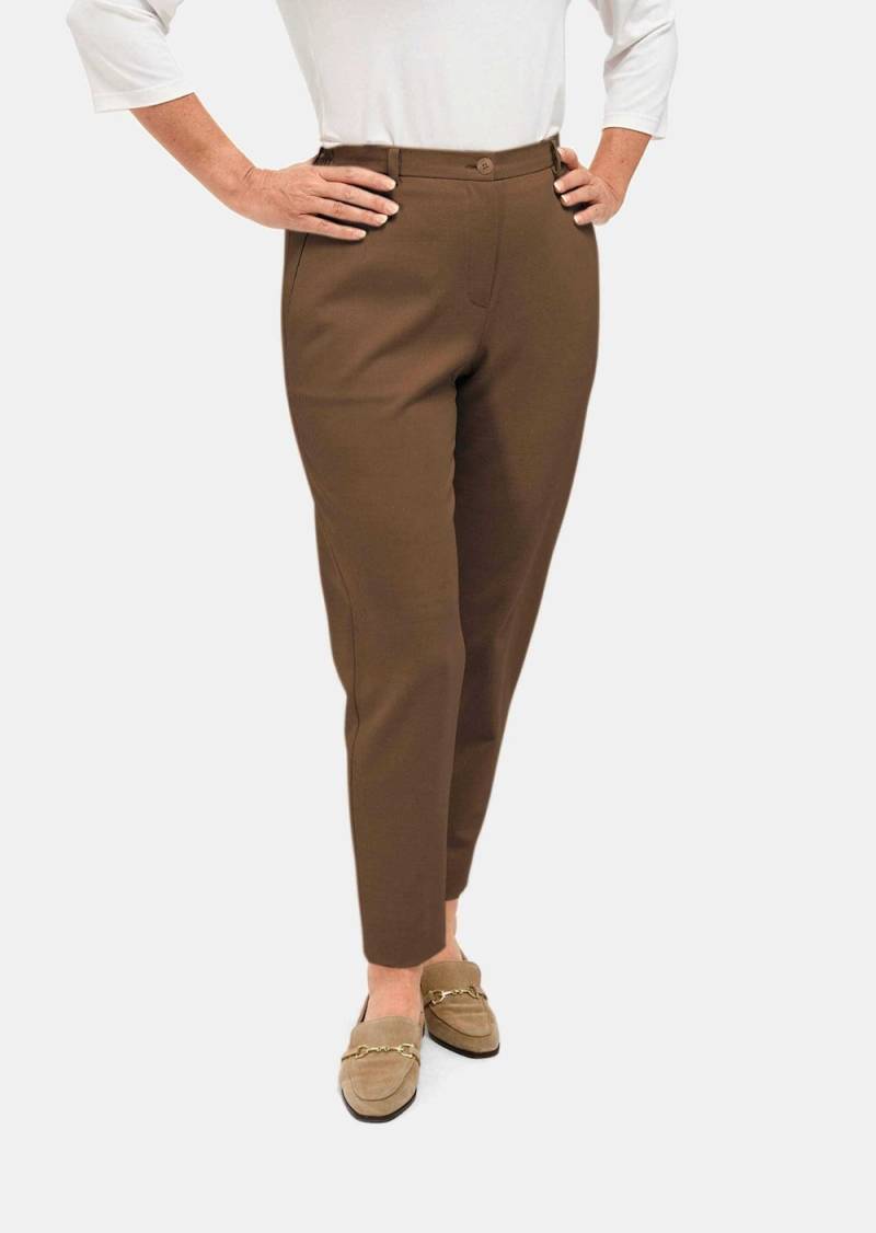 Große Größen Hose Anna mit Rippenstruktur, Damen, braun, Größe: 46, Polyester/Viskose, Happy Size DE Women von GOLDNER