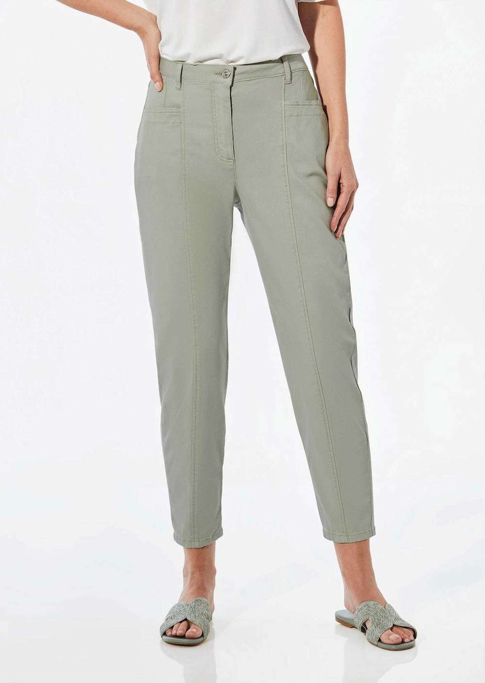 Große Größen Hose mit 7/8-Länge, Damen, grau, Größe: 24, Synthetische Fasern/Baumwolle, Happy Size DE Women von GOLDNER