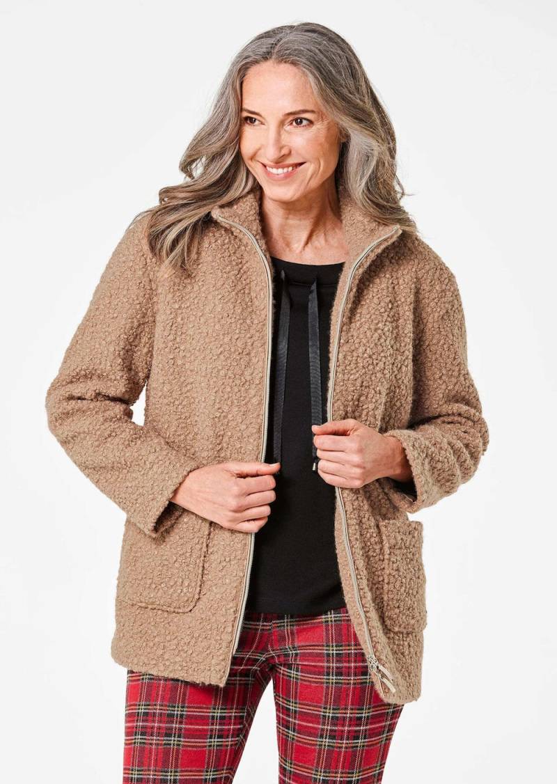 Große Größen Stilvolle Kurzjacke mit Stehkragen, Damen, braun, Größe: 46, Polyester, Happy Size DE Women von GOLDNER