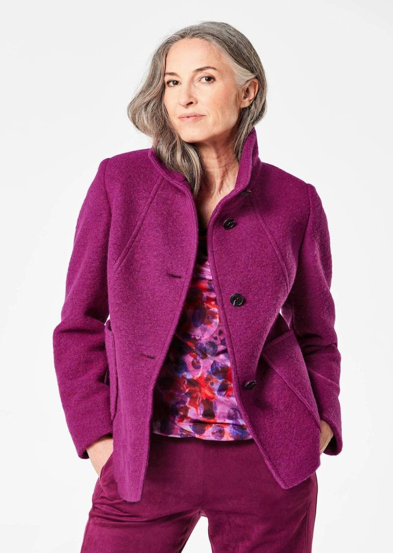 Große Größen Elegante Kurzjacke mit Stehkragen, Damen, rosa, Größe: 23, Polyester/Wolle, Happy Size DE Women von GOLDNER