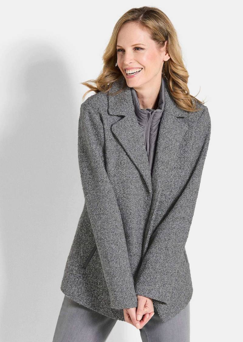 Große Größen Moderne Wolljacke mit Steppeinsatz, Damen, grau, Größe: 54, Polyester/Synthetische Fasern/Wolle, Happy Size DE Women von GOLDNER