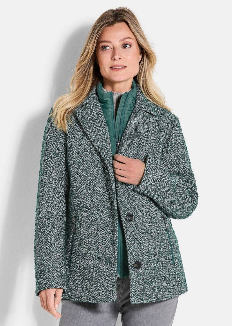 Große Größen Moderne Wolljacke mit Steppeinsatz, Damen, grün, Größe: 50, Polyester/Synthetische Fasern/Wolle, Happy Size DE Women von GOLDNER