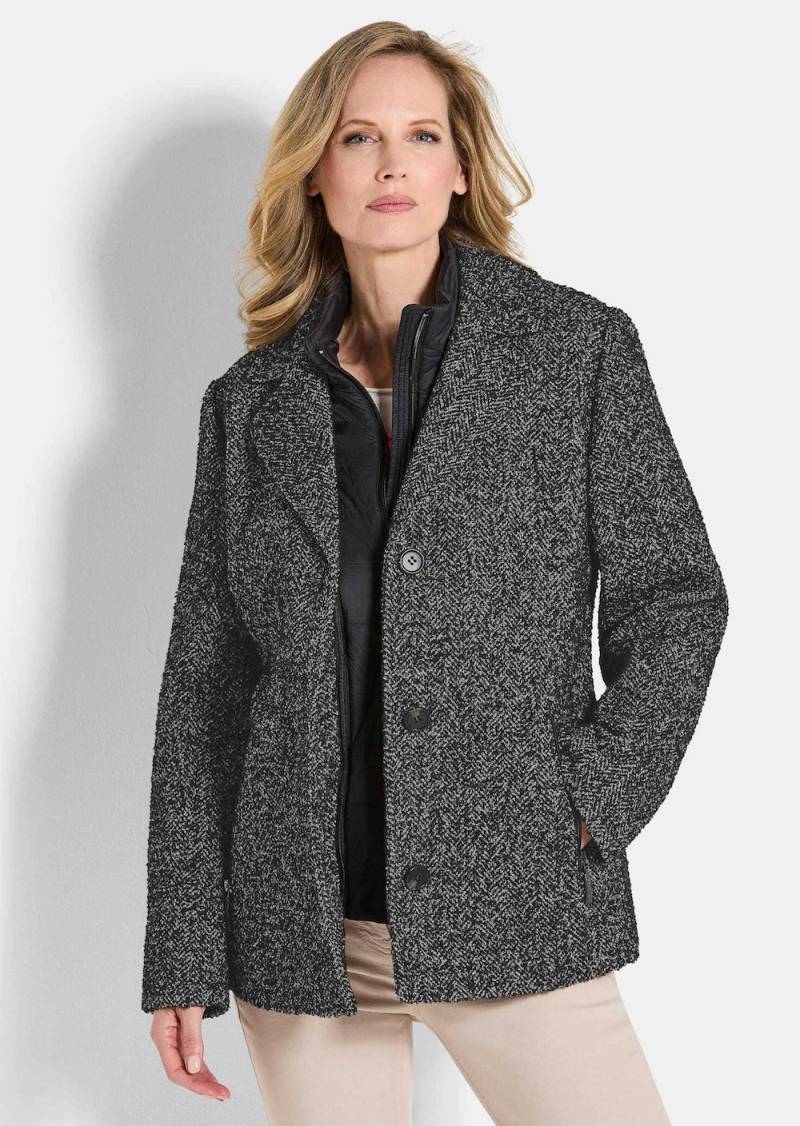 Große Größen Moderne Wolljacke mit Steppeinsatz, Damen, schwarz, Größe: 50, Polyester/Synthetische Fasern/Wolle, Happy Size DE Women von GOLDNER