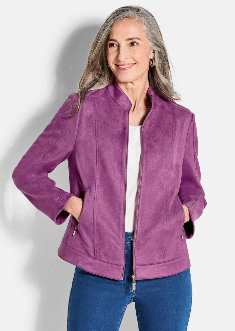Große Größen Elegante Veloursjacke mit Stehkragen, Damen, rosa, Größe: 21, Polyester, Happy Size DE Women von GOLDNER