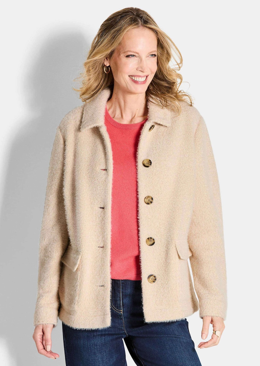 Große Größen Strickjacke mit dezenter Wabenstruktur, Damen, braun, Größe: 21, Polyester/Synthetische Fasern, Happy Size DE Women von GOLDNER