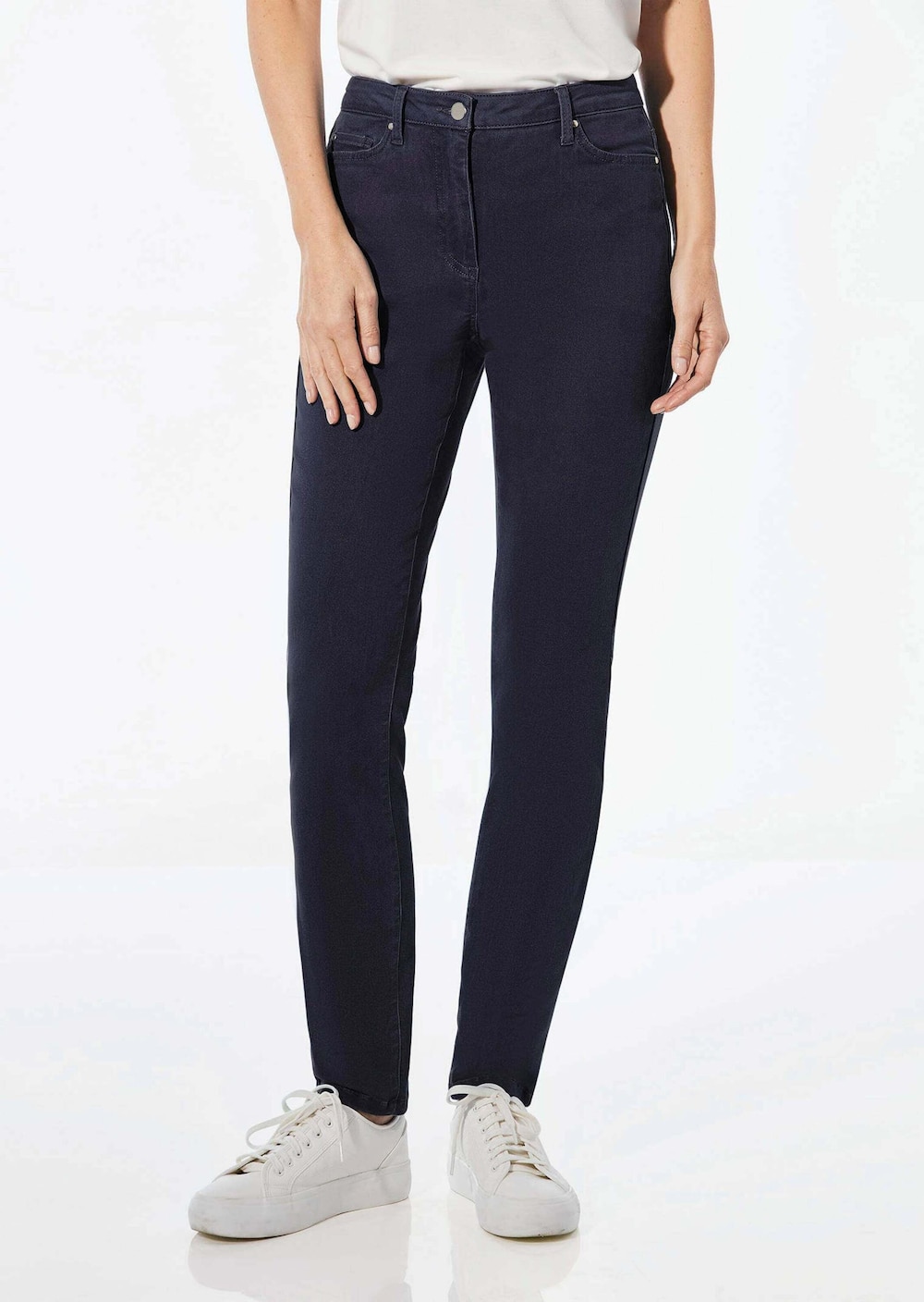 Große Größen Lange Freizeithose BELLA mit Formbund, Damen, grau, Größe: 46, Baumwolle/Polyester, Happy Size DE Women von GOLDNER