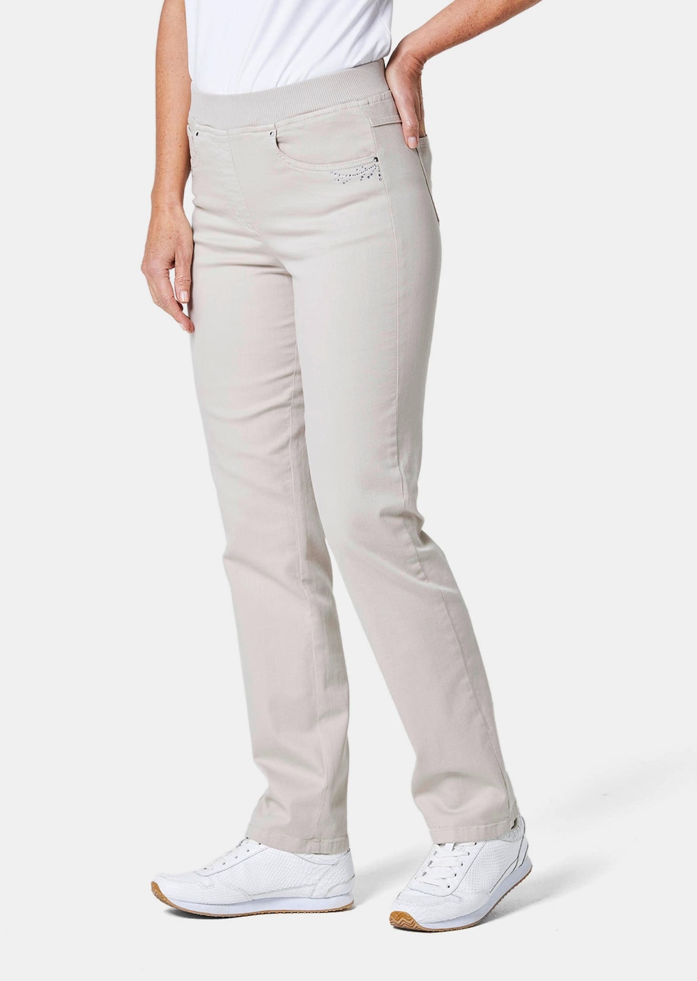 Große Größen Jeansschlupfhose Louisa, Damen, grau, Größe: 50, Baumwolle, Happy Size DE Women von GOLDNER