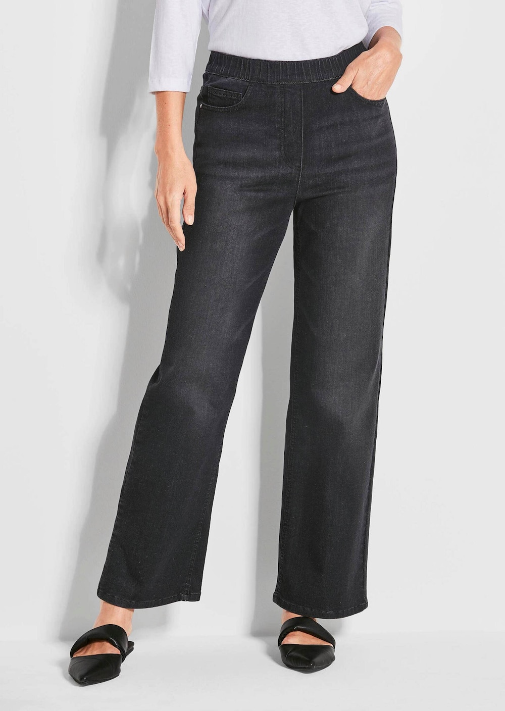 Große Größen Jeansschlupfhose VERA, Damen, schwarz, Größe: 52, Baumwolle/Polyester, Happy Size Women von GOLDNER