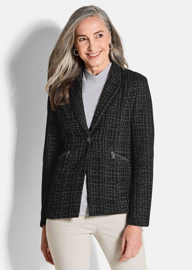 Große Größen Eleganter Baumwollblazer, Damen, schwarz, Größe: 23, Baumwolle, Happy Size DE Women von GOLDNER
