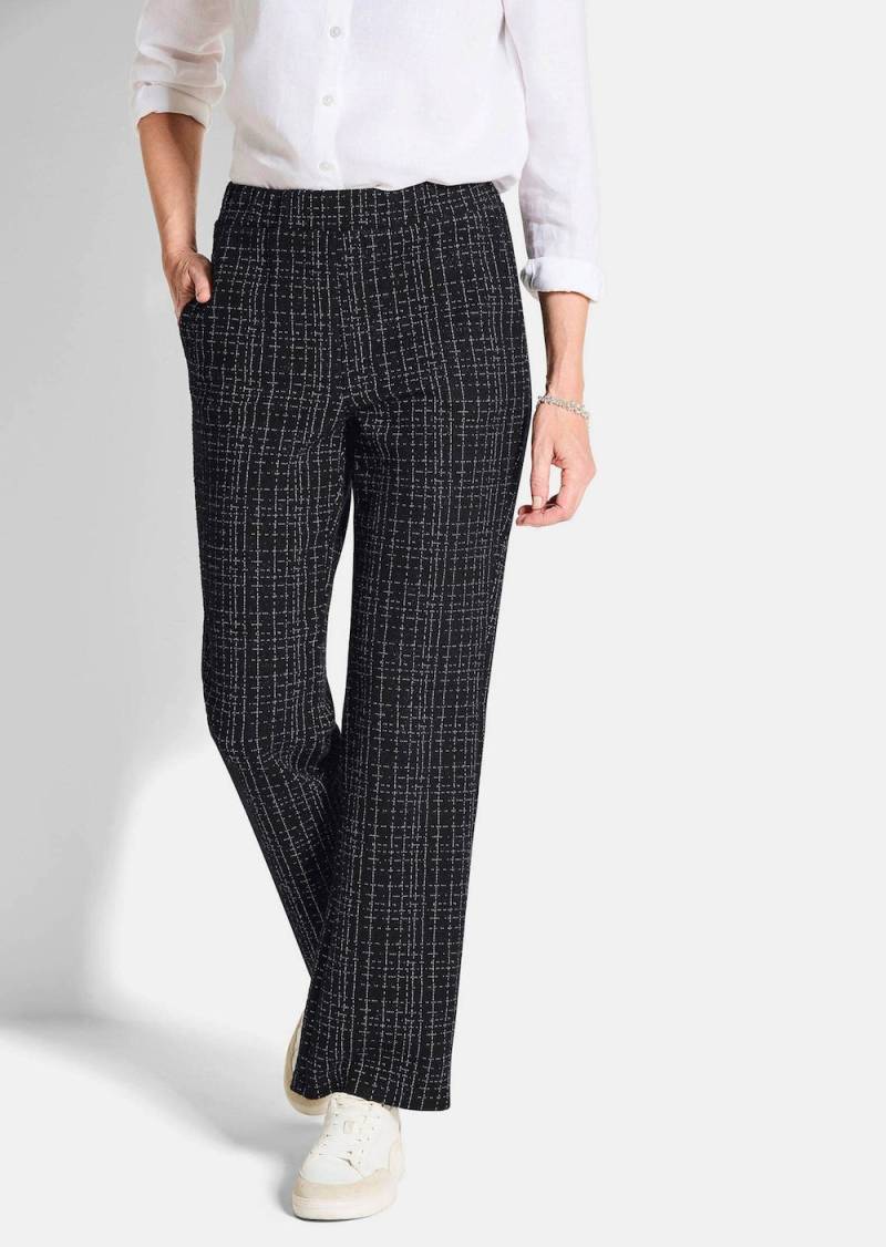 Große Größen Elegante Businesshose VERA in Tweed, Damen, schwarz, Größe: 48, Baumwolle, Happy Size DE Women von GOLDNER