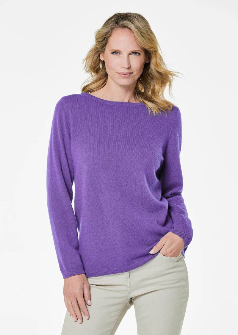 Große Größen Kaschmirpullover mit U-Boot Ausschnitt, Damen, lila, Größe: 48, Wolle, Happy Size DE Women von GOLDNER