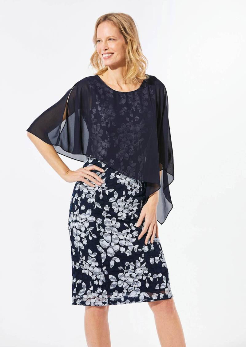 Große Größen Kleid aus eleganter Spitze mit Chiffonüberwurf, Damen, grau, Größe: 50, Polyester/Synthetische Fasern, Happy Size DE Women von GOLDNER