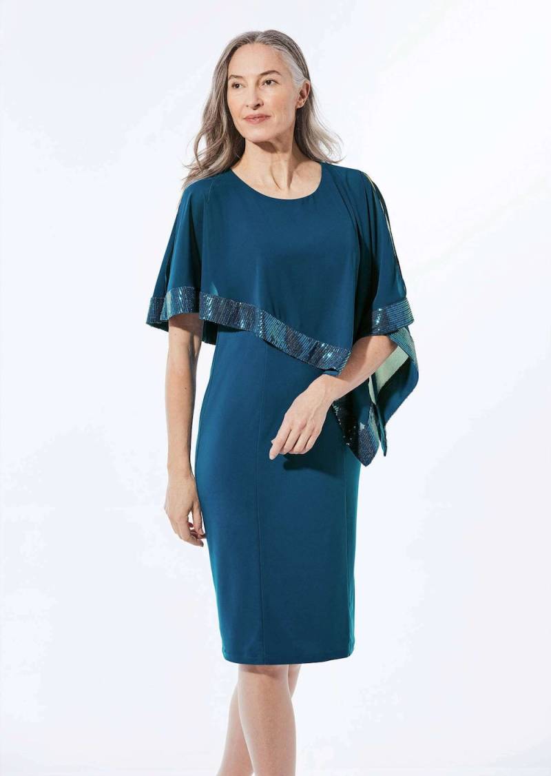 Große Größen Kleid mit raffiniertem Chiffonüberwurf, Damen, lila, Größe: 54, Polyester, Happy Size DE Women von GOLDNER