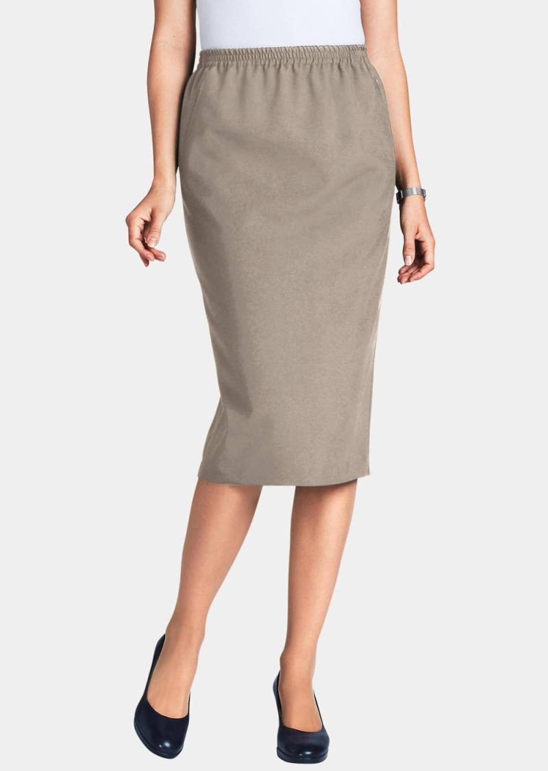 Große Größen Knitterfreier Reiseschlupfrock, Damen, braun, Größe: 46, Polyester, Happy Size DE Women von GOLDNER