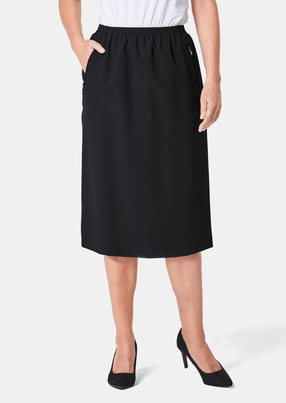 Große Größen Knitterfreier Reiseschlupfrock, Damen, schwarz, Größe: 50, Polyester, Happy Size Women Große Größen Knitterfreier Reiseschlupfrock, Damen, schwarz, Größe: 50, Polyester, Happy Size Women von GOLDNER