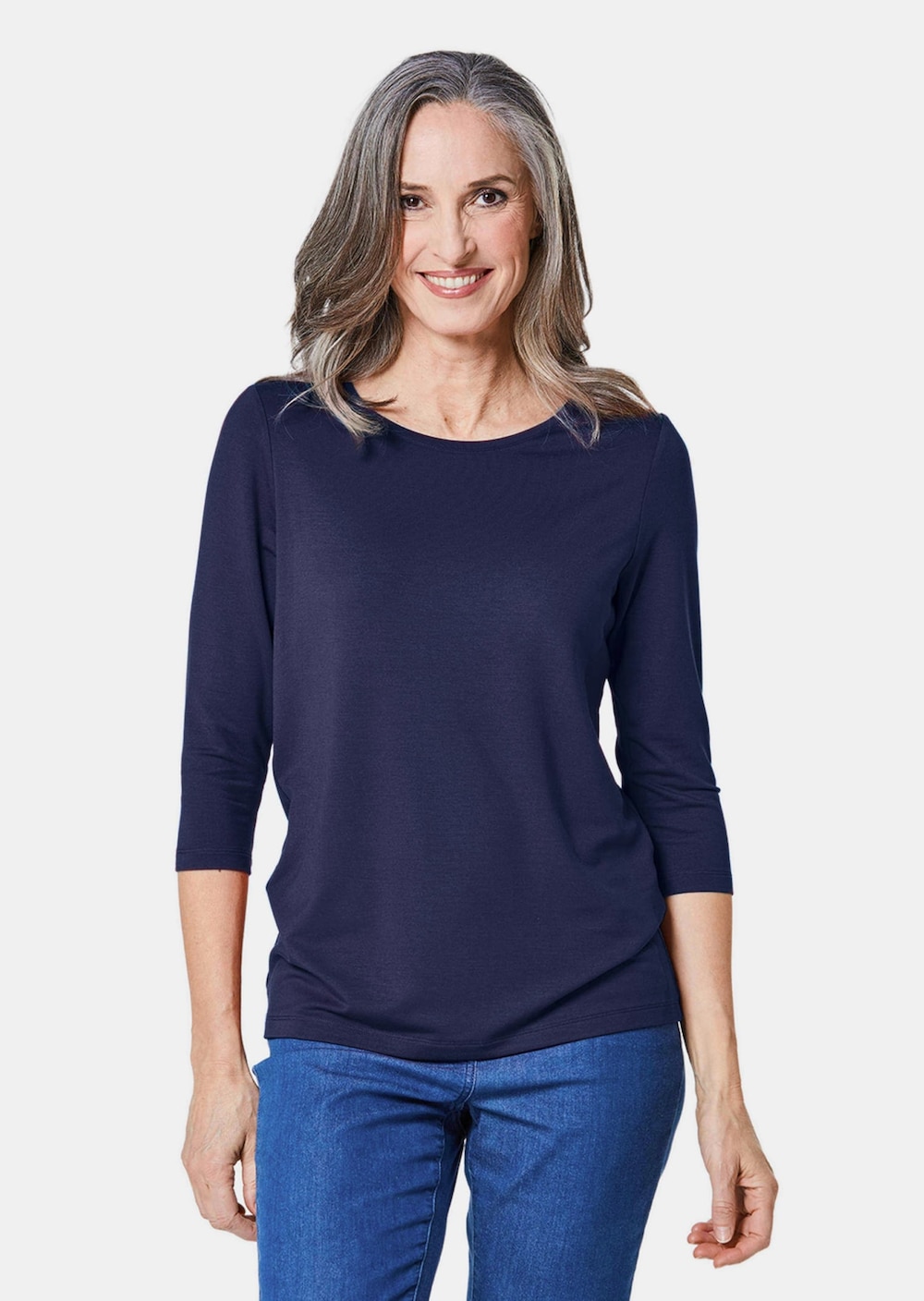 Große Größen Kombifreundliches Shirt mit ¾ Arm, Damen, grau, Größe: 21, Synthetische Fasern, Happy Size DE Women von GOLDNER