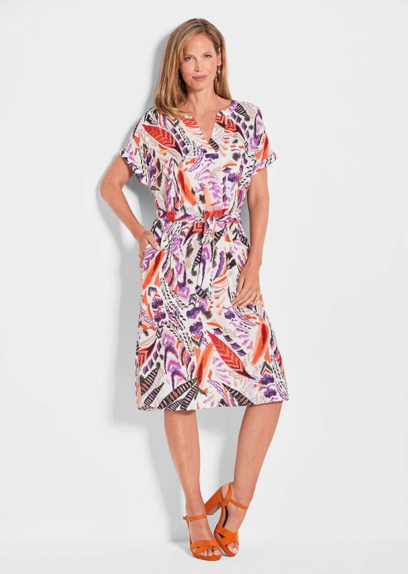 Große Größen Kurzarm-Kleid mit Ethno-Print, Damen, grau, Größe: 23, Viskose, Happy Size DE Women von GOLDNER