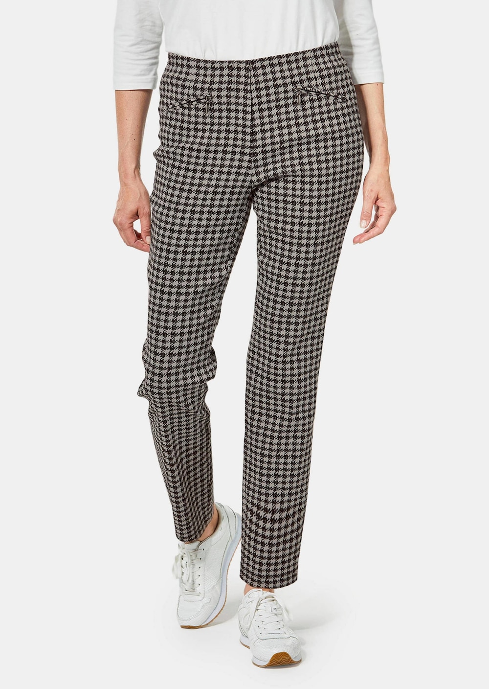 Große Größen Kurzgröße - Hahnentritthose Louisa, Damen, grau, Größe: 25, Baumwolle/Synthetische Fasern, Happy Size DE Women von GOLDNER