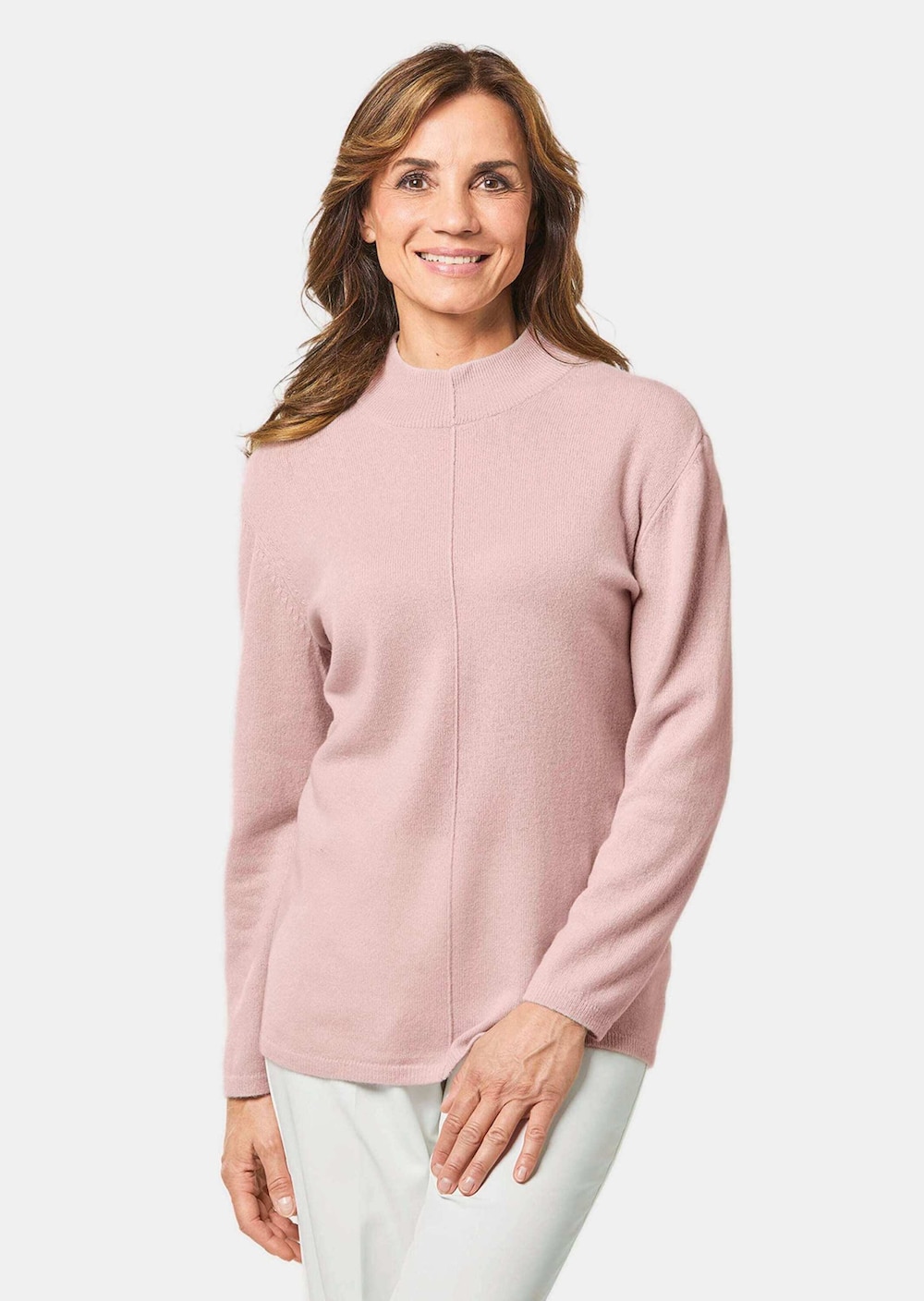 Große Größen Kuschelweicher Kaschmirpullover mit Kragen, Damen, orange, Größe: 46, Wolle, Happy Size DE Women von GOLDNER