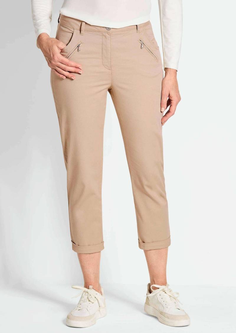 Große Größen Lässige Chinohose mit Peach-Finish, Damen, beige, Größe: 21, Baumwolle, Happy Size DE Women von GOLDNER