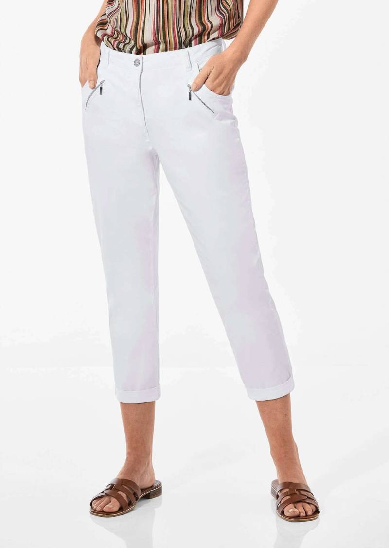 Große Größen Lässige Chinohose mit weichem Peach-Finish, Damen, weiß, Größe: 44, Baumwolle, Happy Size DE Women von GOLDNER