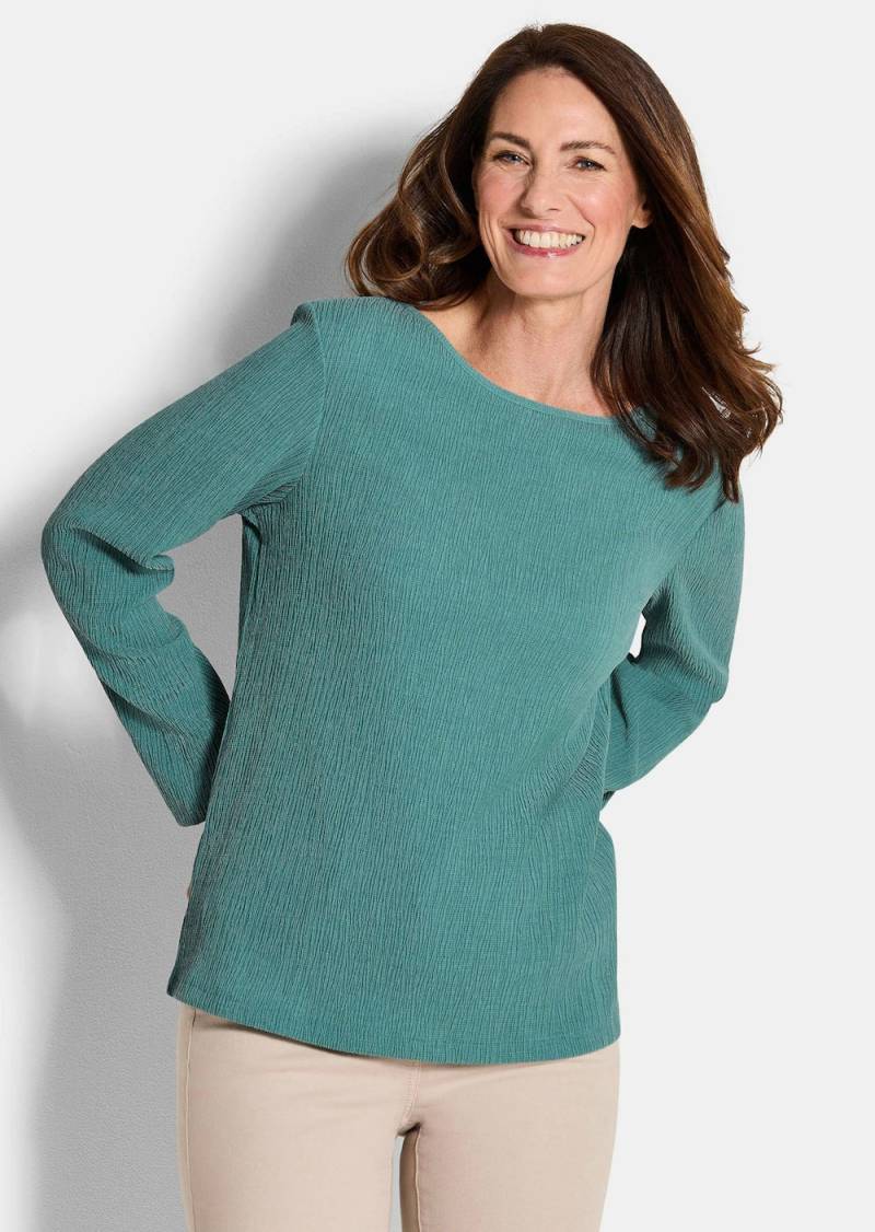 Große Größen Langarm Melange Jersey-Oberteil, Damen, türkis, Größe: 21, Polyester/Viskose, Happy Size DE Women von GOLDNER