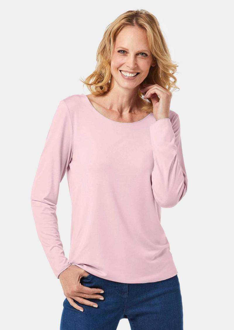 Große Größen Langarmshirt mit tonaler Zierkante, Damen, rot, Größe: 21, Viskose/Elasthan, Happy Size DE Women von GOLDNER