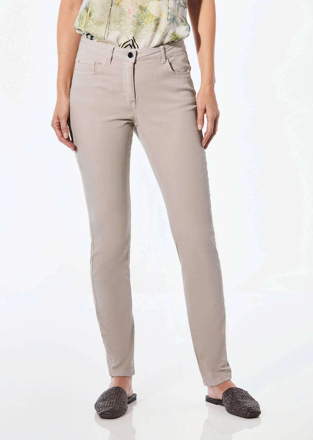 Große Größen Lange Freizeithose BELLA mit Formbund, Damen, beige, Größe: 26, Baumwolle/Polyester, Happy Size DE Women von GOLDNER