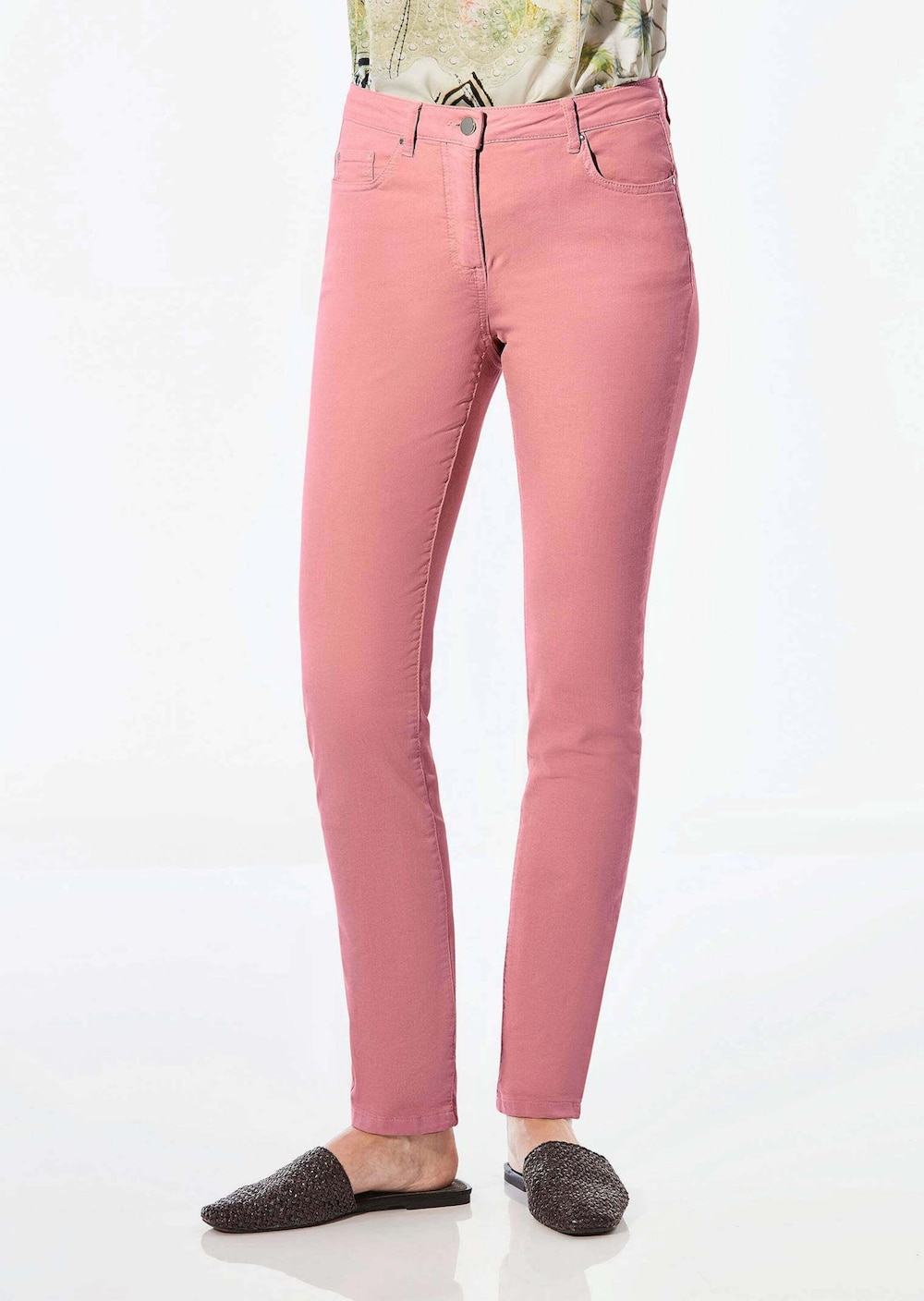 Große Größen Lange Freizeithose BELLA mit Formbund, Damen, rosa, Größe: 24, Baumwolle/Polyester, Happy Size DE Women von GOLDNER