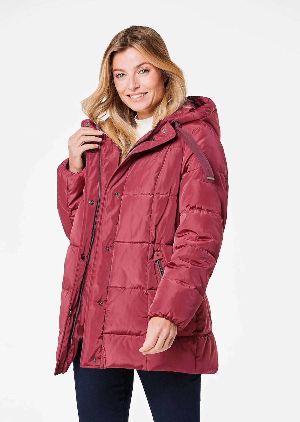 Große Größen Lange Steppjacke, Damen, rosa, Größe: 25, Polyester, Happy Size DE Women von GOLDNER