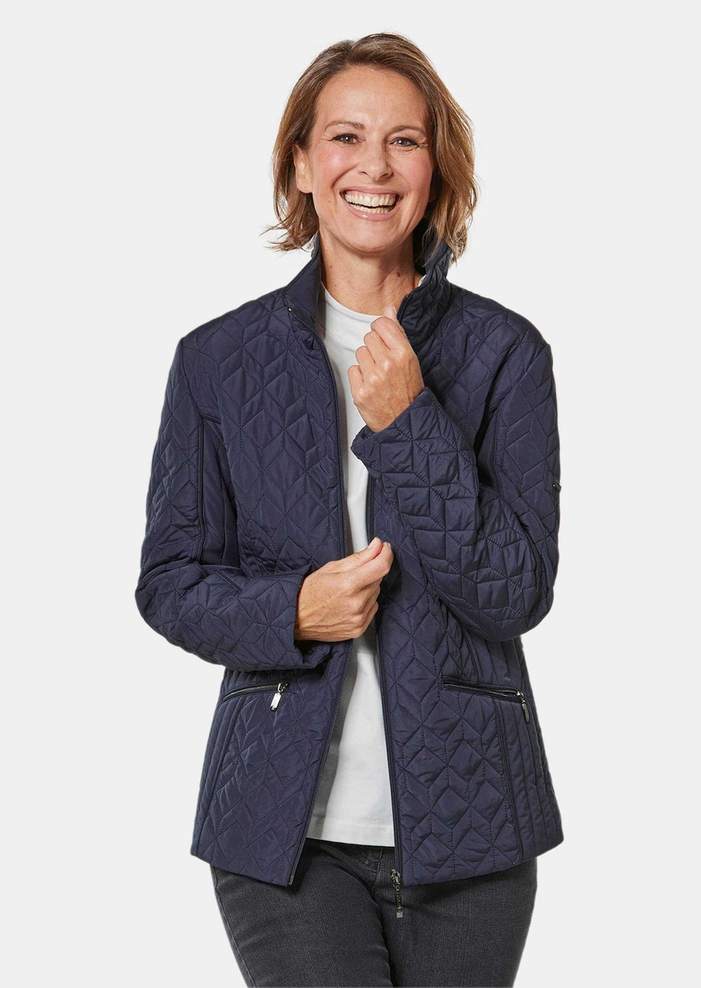 Große Größen Leicht wattierte Steppjacke, Damen, blau, Größe: 25, Polyester, Happy Size DE Women von GOLDNER