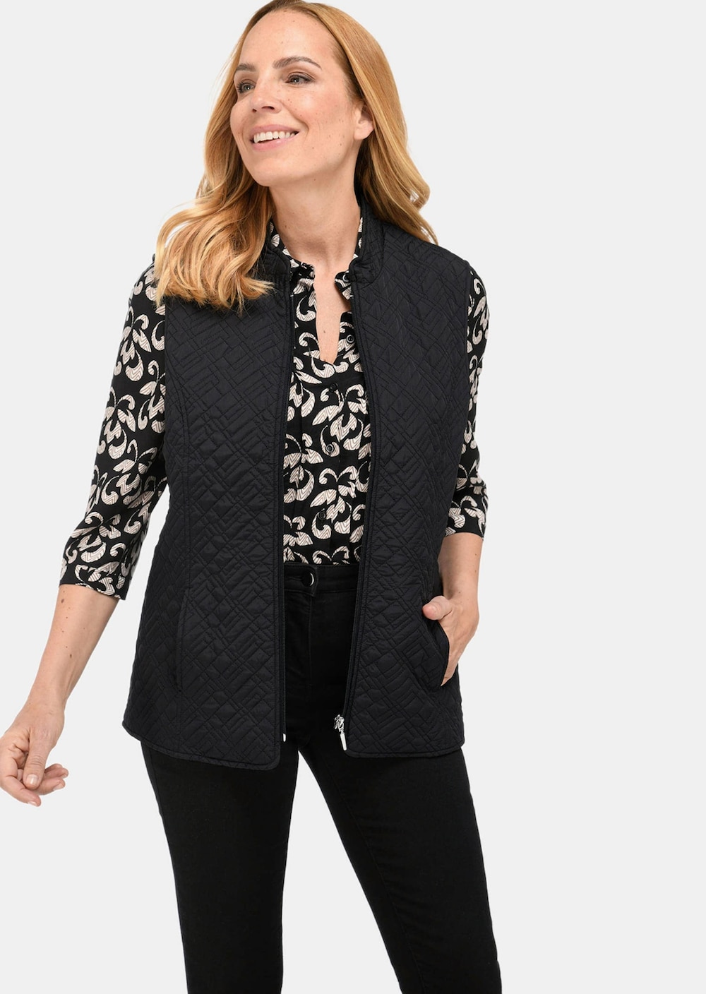 Große Größen Leicht wattierte Steppweste, Damen, schwarz, Größe: 54, Polyester, Happy Size DE Women von GOLDNER