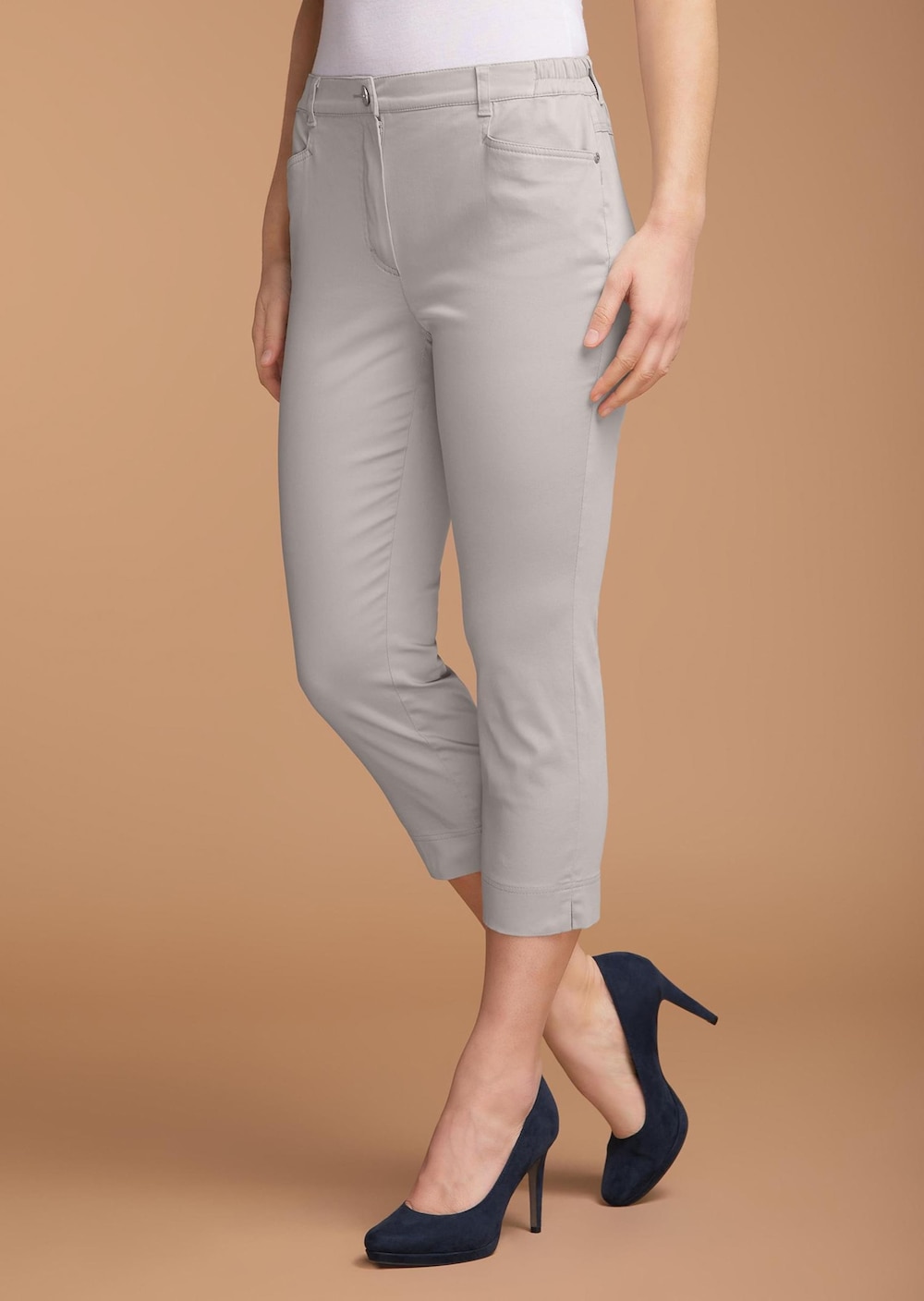 Große Größen Leichte 7/8 Baumwoll-Hose Carla, Damen, beige, Größe: 27, Baumwolle, Happy Size DE Women von GOLDNER