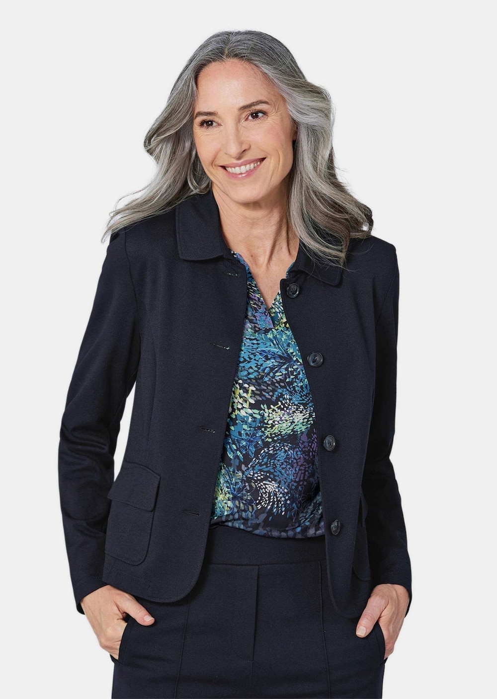 Große Größen Leichte Jacke mit Stehkragen in rot, Damen, grau, Größe: 42, Viskose/Synthetische Fasern, Happy Size DE Women von GOLDNER