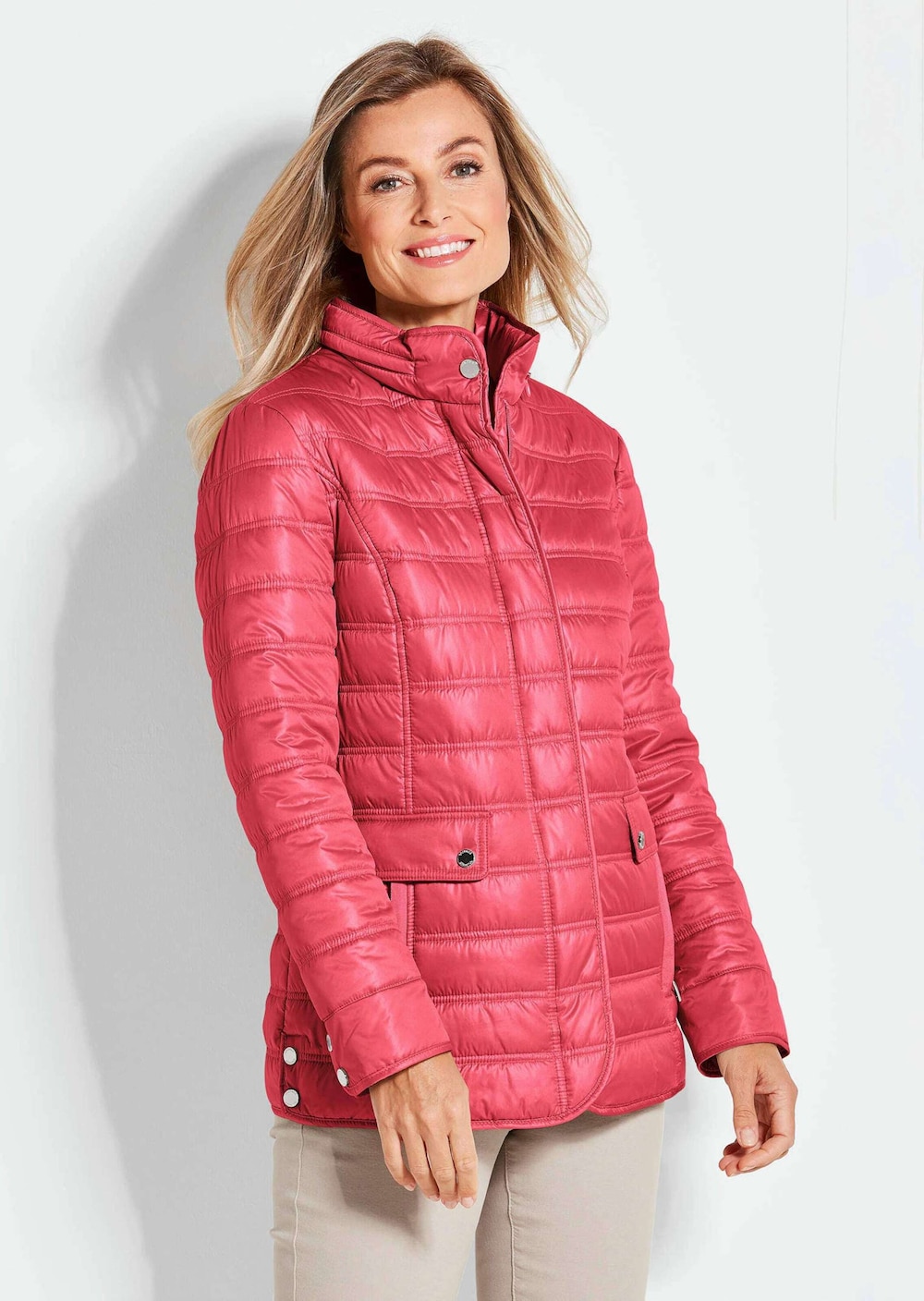 Große Größen Leichte Steppjacke mit vielen Details, Damen, rot, Größe: 50, Polyester, Happy Size DE Women von GOLDNER