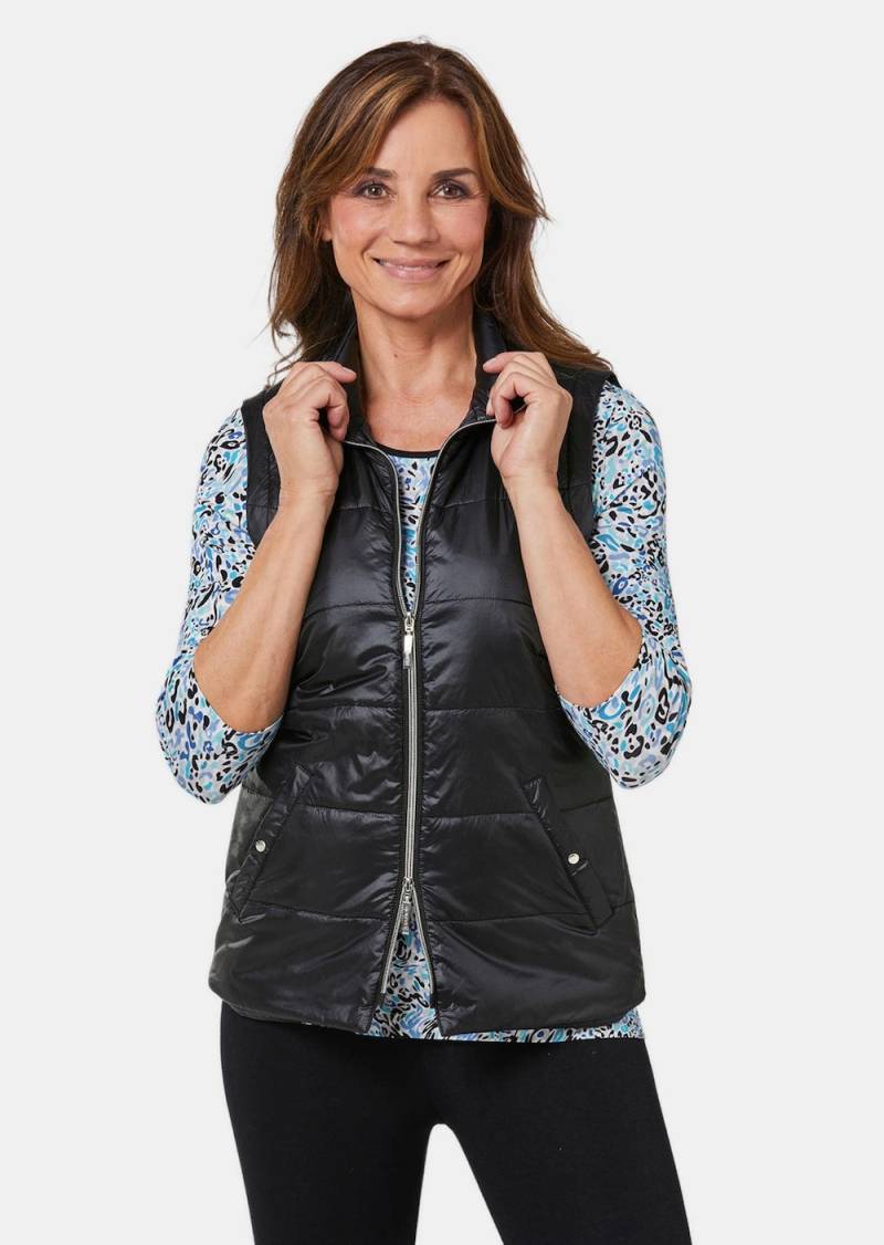 Große Größen Leichte Steppweste mit Stehkragen, Damen, schwarz, Größe: 22, Polyester/Synthetische Fasern, Happy Size DE Women von GOLDNER