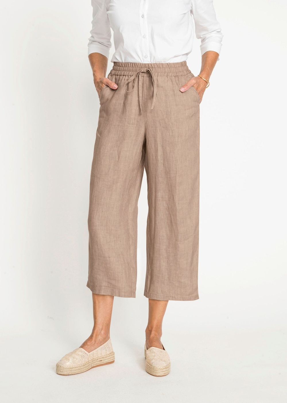 Große Größen Leinenhose, Damen, braun, Größe: 21, Leinen, Happy Size DE Women von GOLDNER