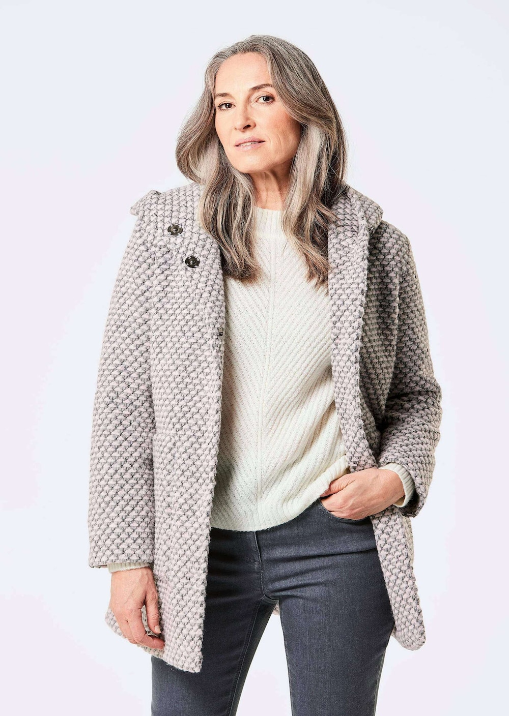 Große Größen Mantel, Damen, rosa, Größe: 21, Polyester/Wolle/Synthetische Fasern, Happy Size DE Women von GOLDNER