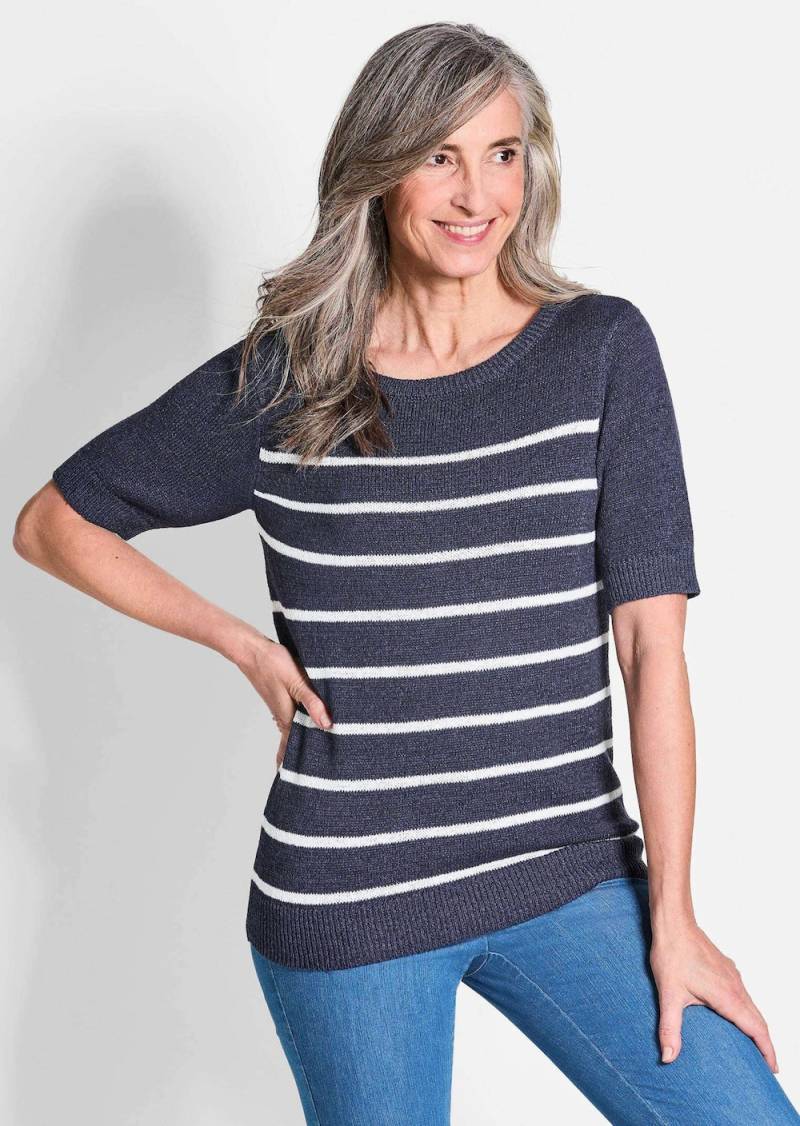 Große Größen Maritimer Pullover, Damen, grau, Größe: 21, Synthetische Fasern/Baumwolle, Happy Size DE Women von GOLDNER