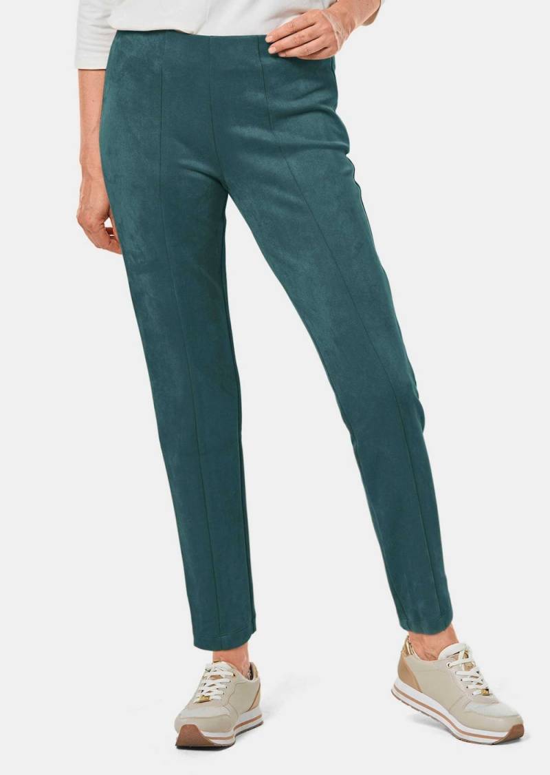 Große Größen Moderne Leggings in trendigem Velourslederimitat, Damen, grün, Größe: 50, Polyester, Happy Size DE Women von GOLDNER