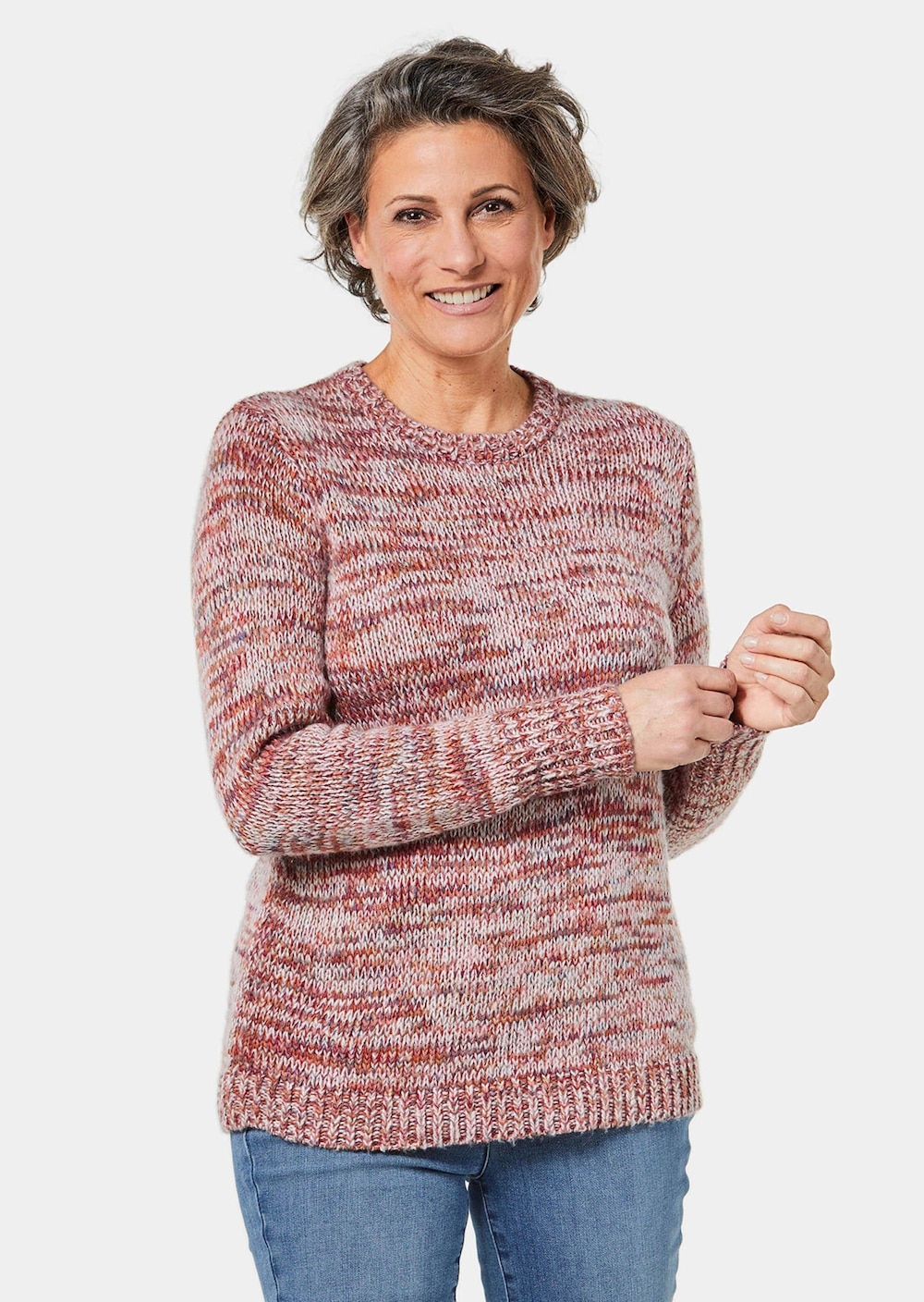 Große Größen Multicolor-Pullover, Damen, rot, Größe: 48, Synthetische Fasern, Happy Size DE Women von GOLDNER